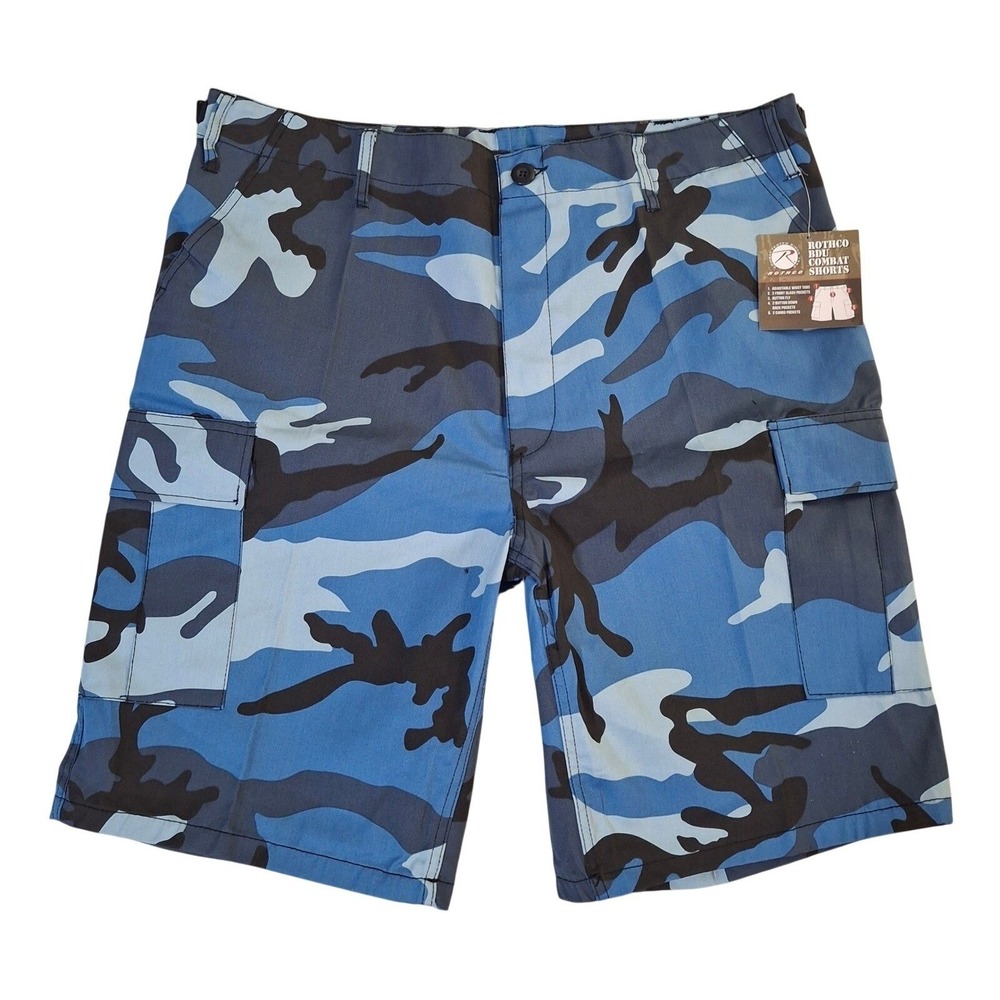 Rothco BDU Combat Shorts Mens Large Sky Blue Camo Tactical Cargo Shorts NWT